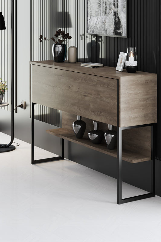 Komoda LUXE, crna boja, boja oraha