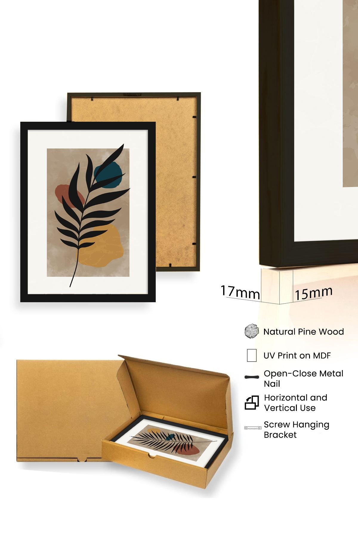 Ukrasna uokvirena MDF slika (3 komada) KEYLA