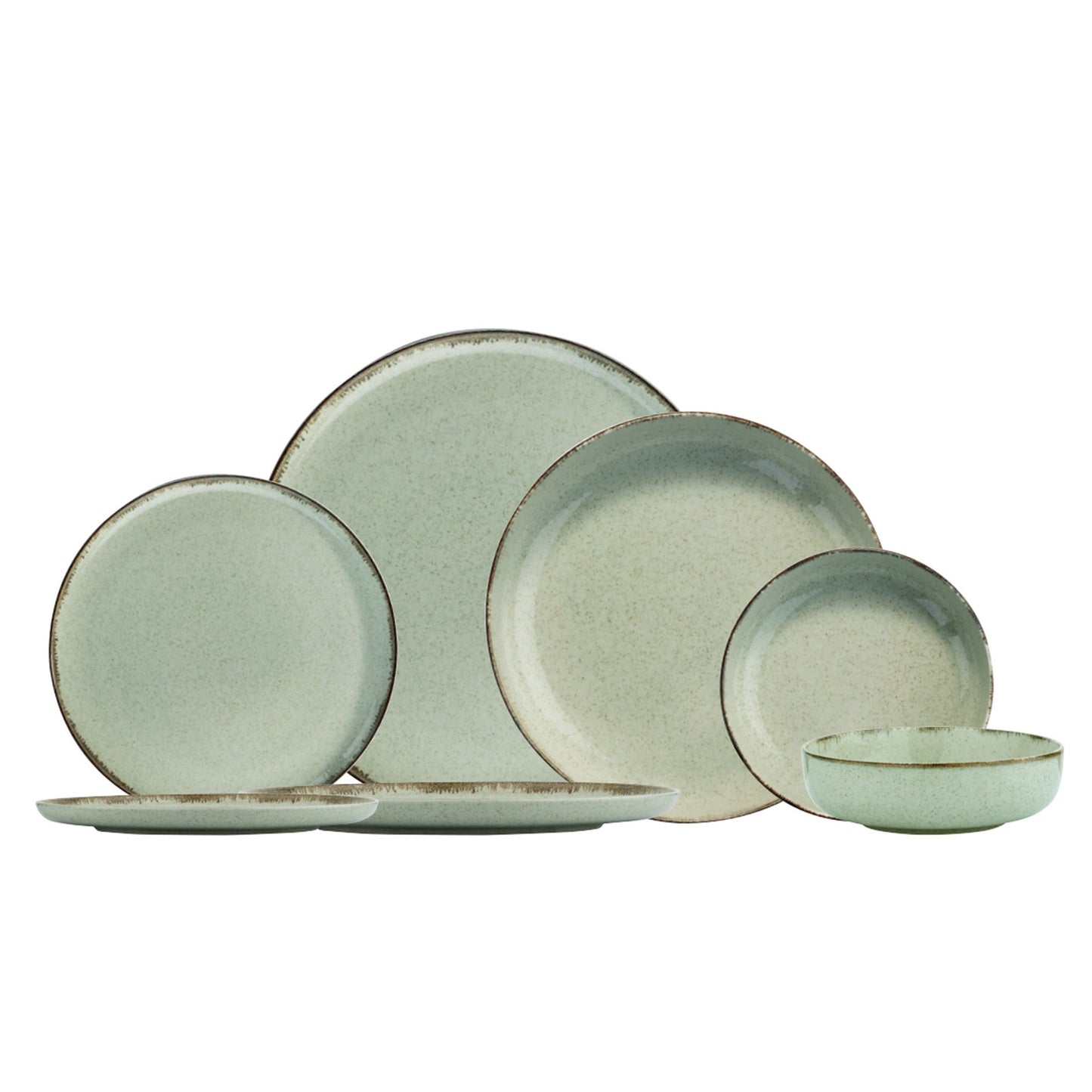 Porculanski set tanjura 24 dijelni DINER GREEN, MOD24Y2730P03