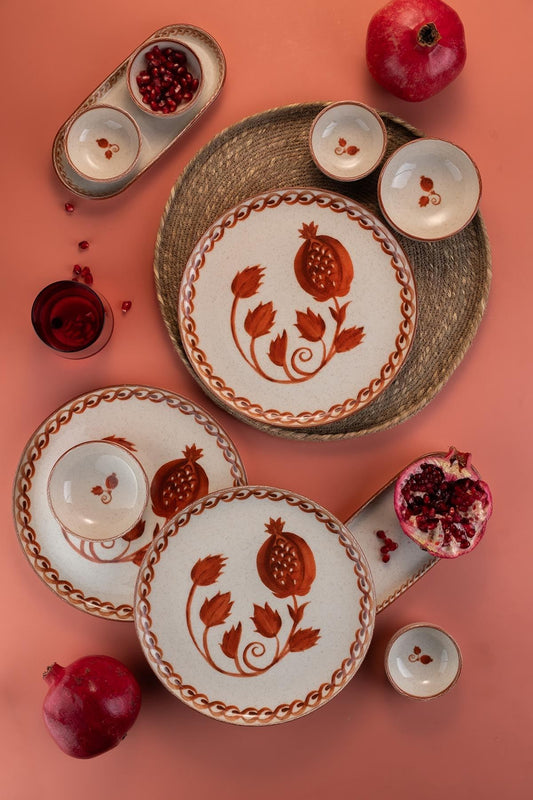 Set za doručak (14 komada) 917, krem, crvena