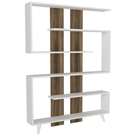Polica RAIN bijela- orah, Rain - White, Walnut
