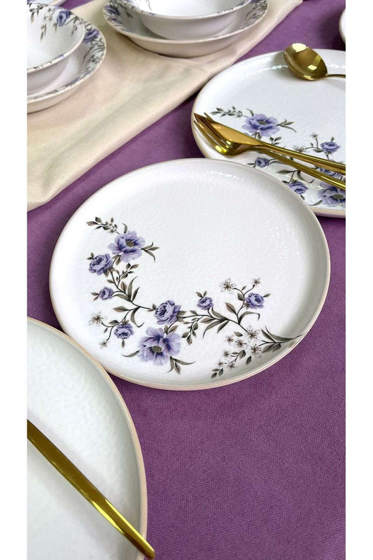 Set za večeru (24 komada) 087, bijela, ljubičasta