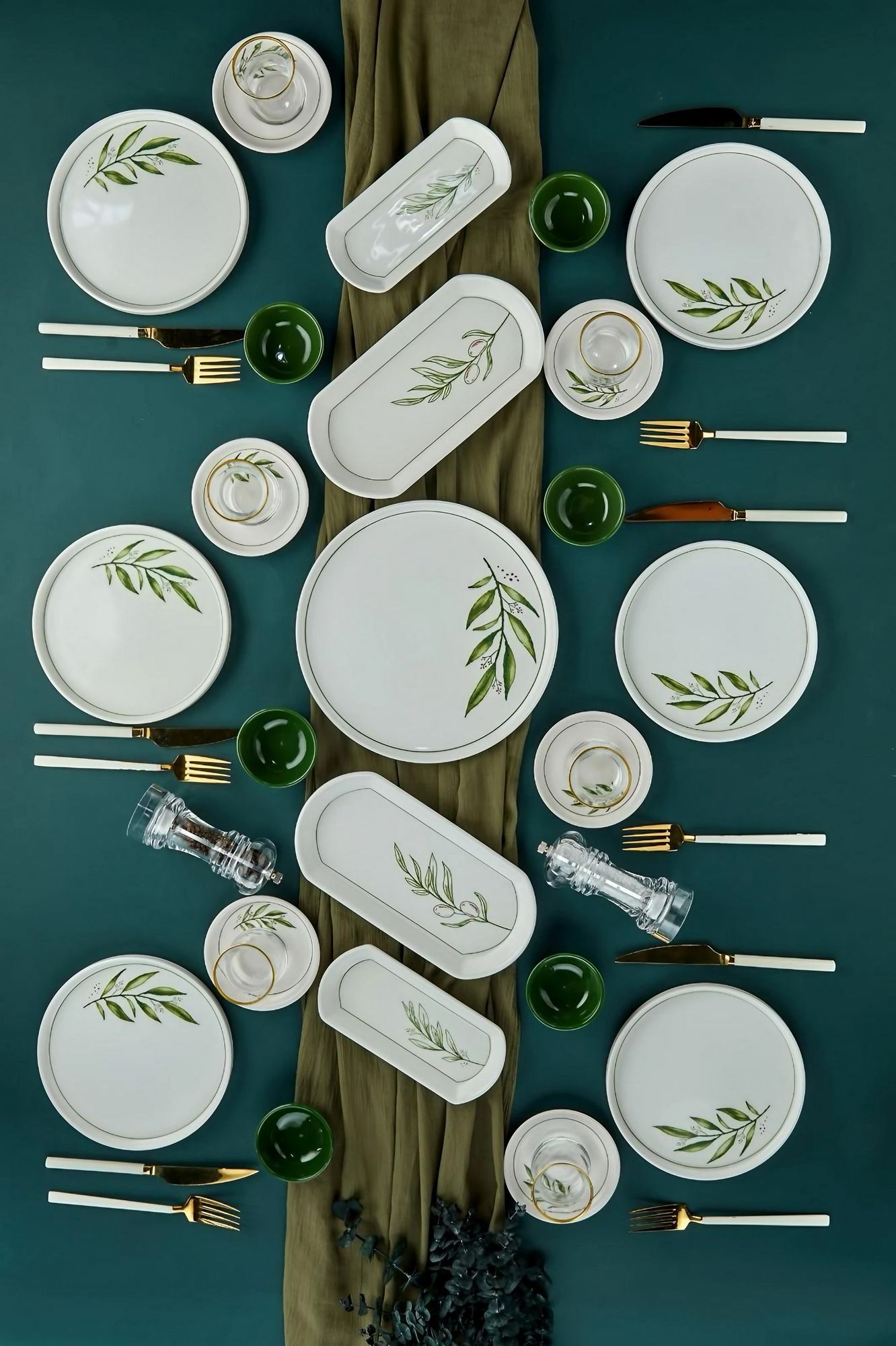 Set za doručak (23 komada) 359, bijela, zelena, svijetlozelena