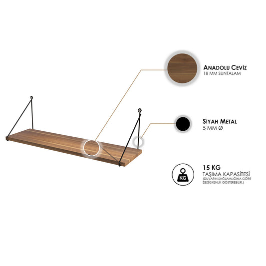 Zidna polica, Orah, Armoni - Walnut