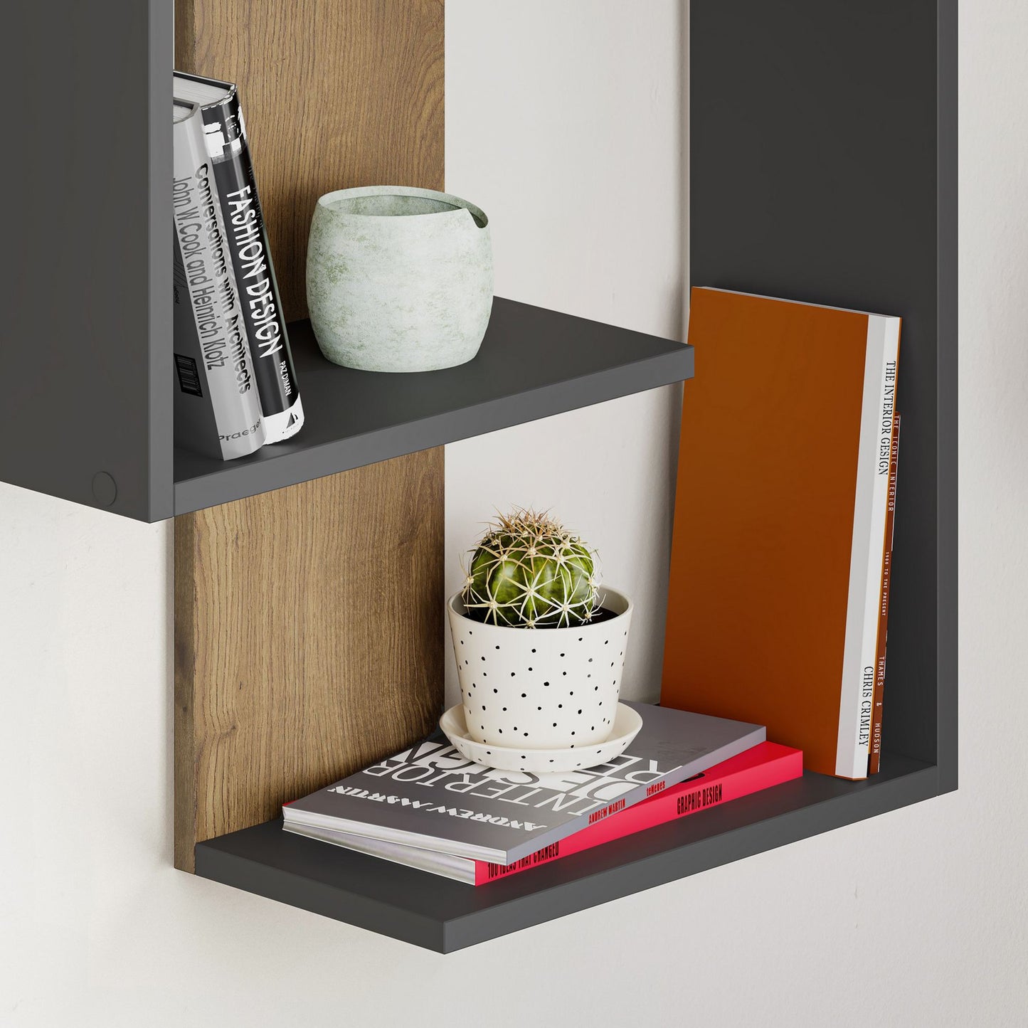 Zidna polica, Antracit hrast, Paranoid - Anthracite, Dark Oak
