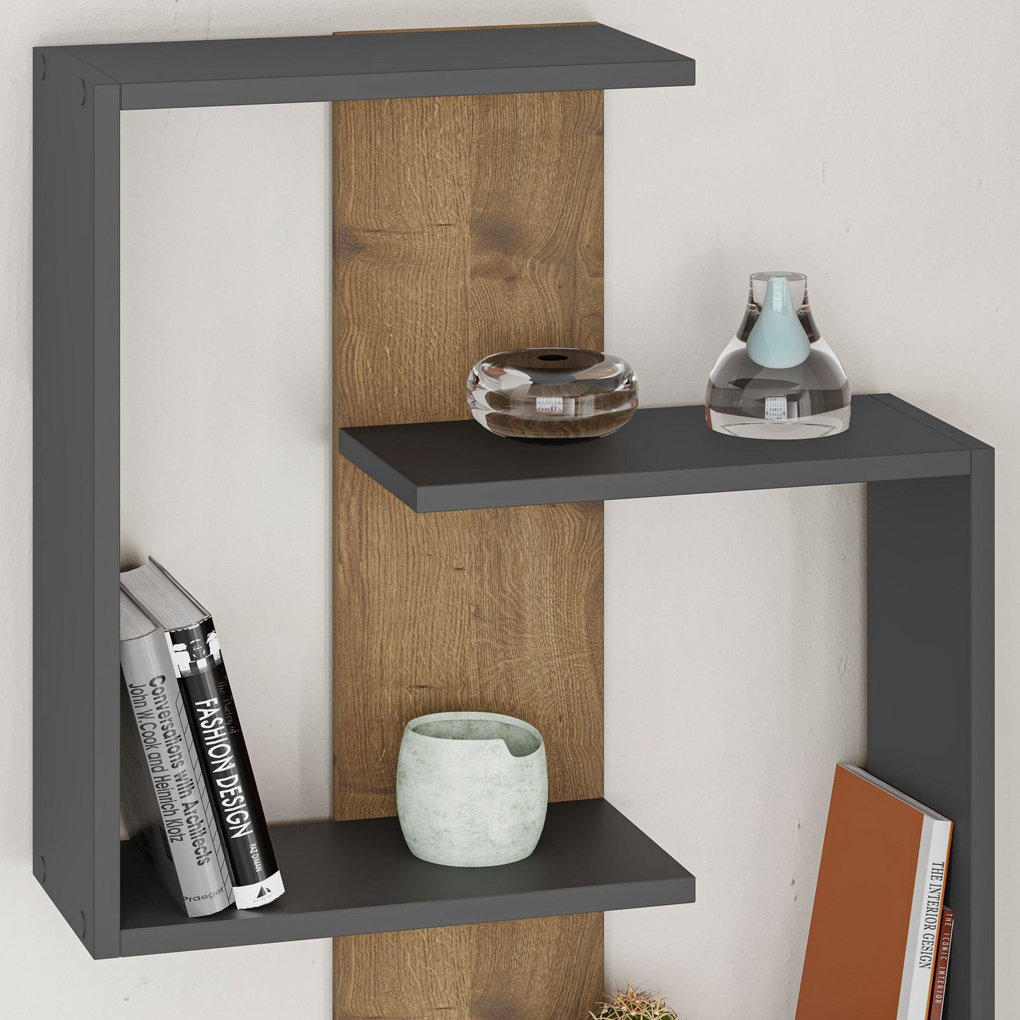 Zidna polica, Antracit hrast, Paranoid - Anthracite, Dark Oak