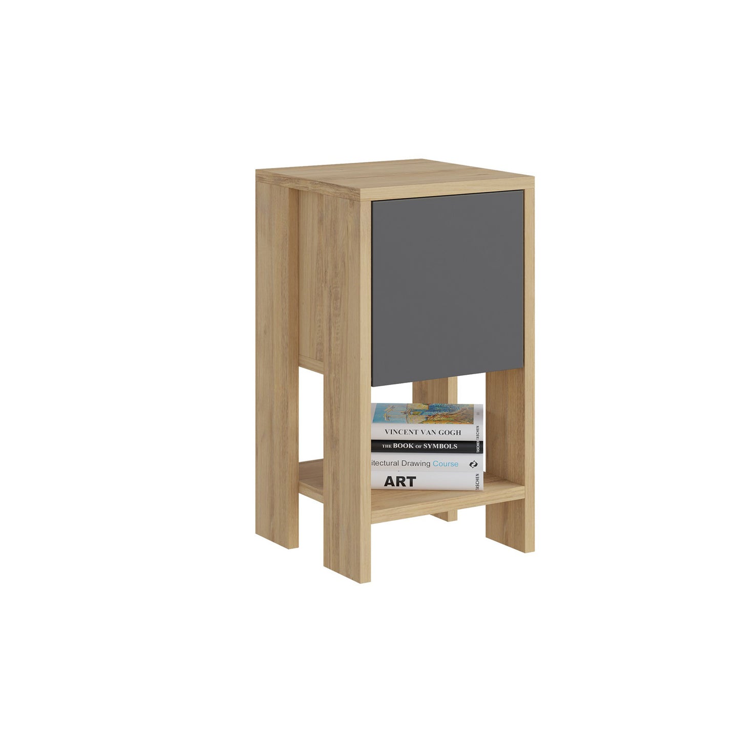 Noćni ormarić, hrast Antracit, Ema - Oak, Anthracite