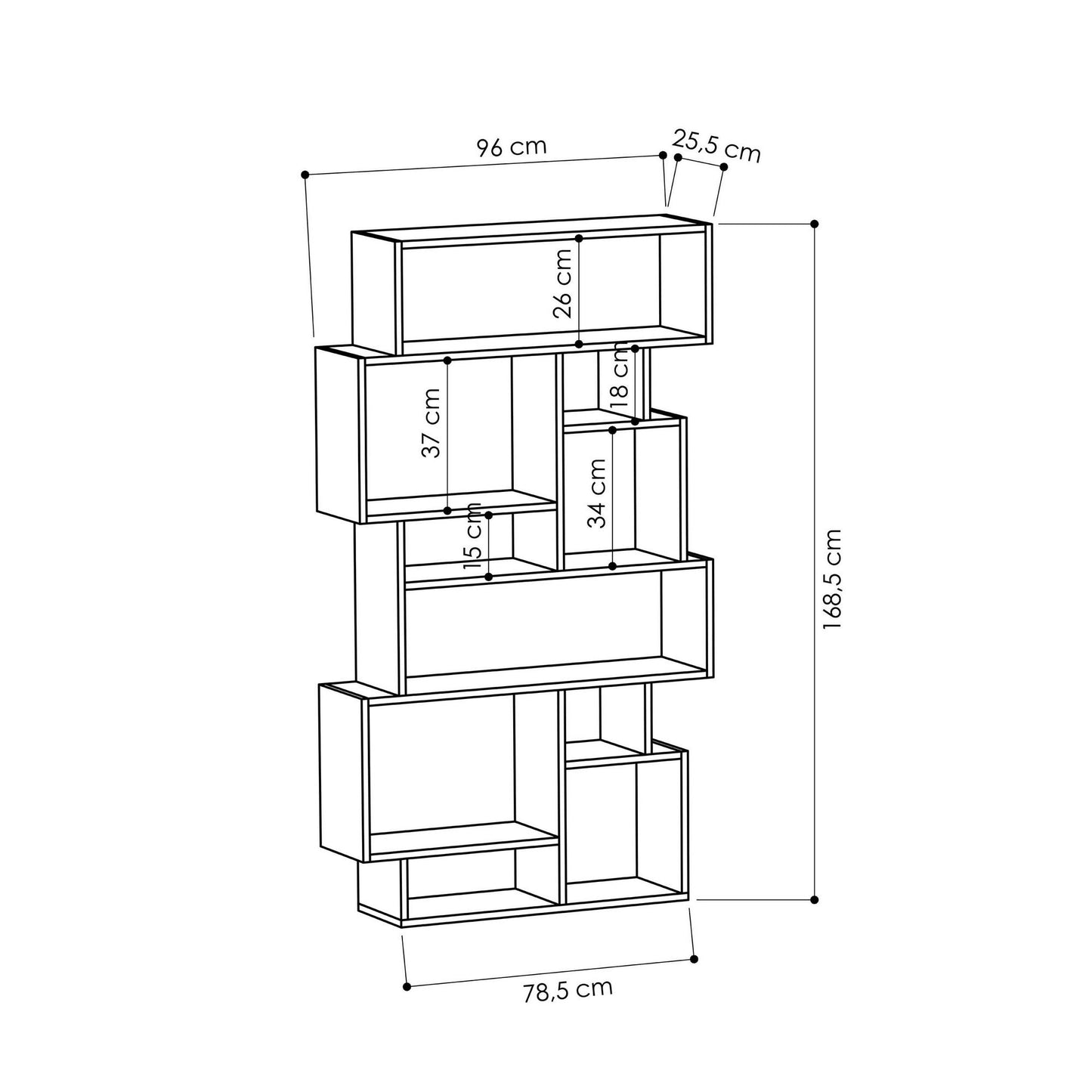 Polica za knjige, Bijela boja, Karmato - White