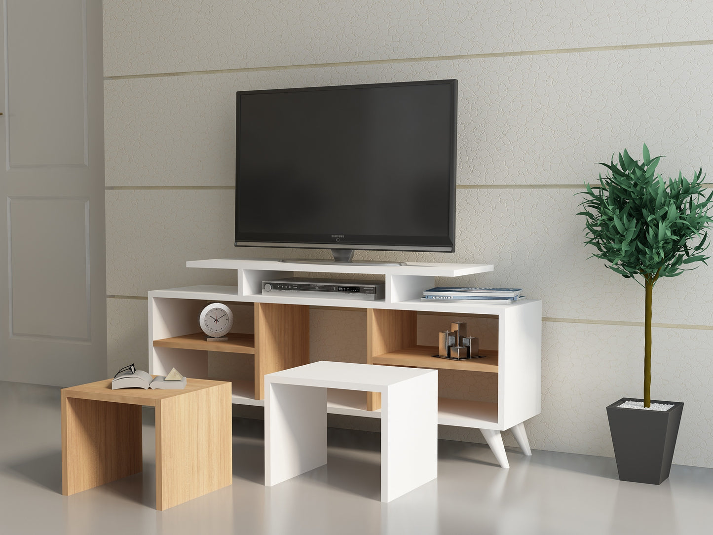 TV jedinica, Kutay - White, Teak