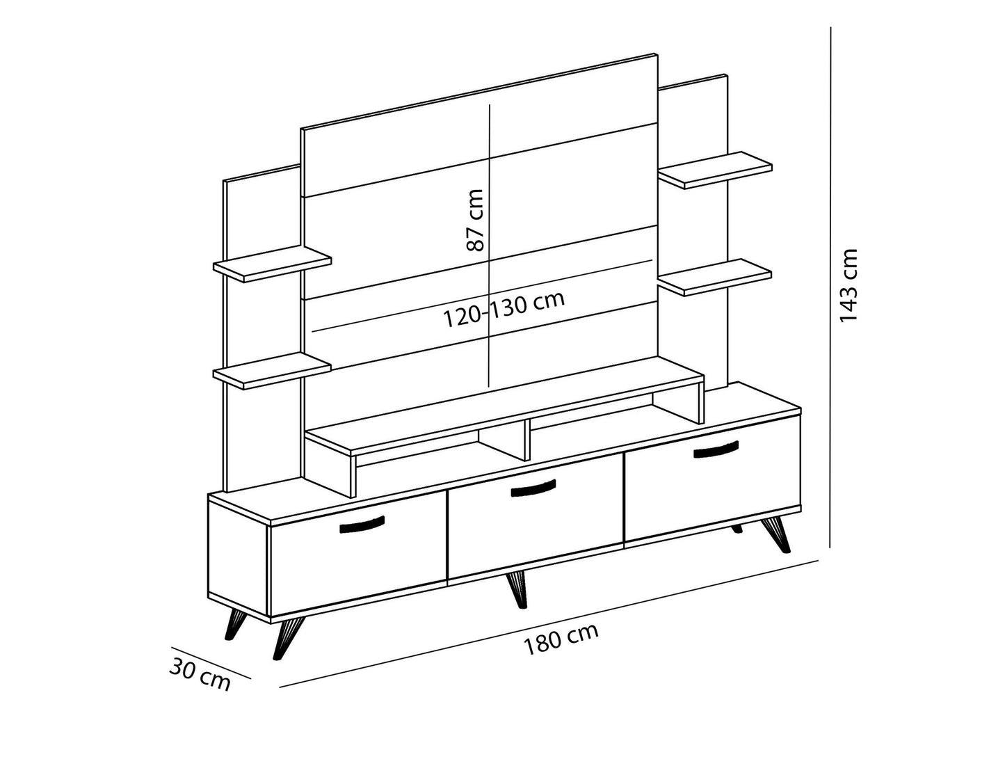 TV jedinica, Diana - White, Walnut