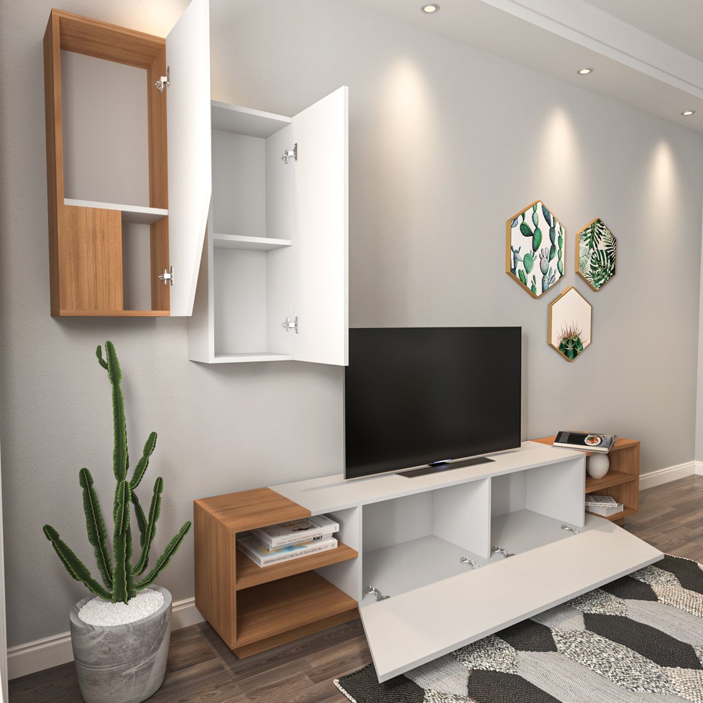 TV jedinica, Zebra - White, Teak