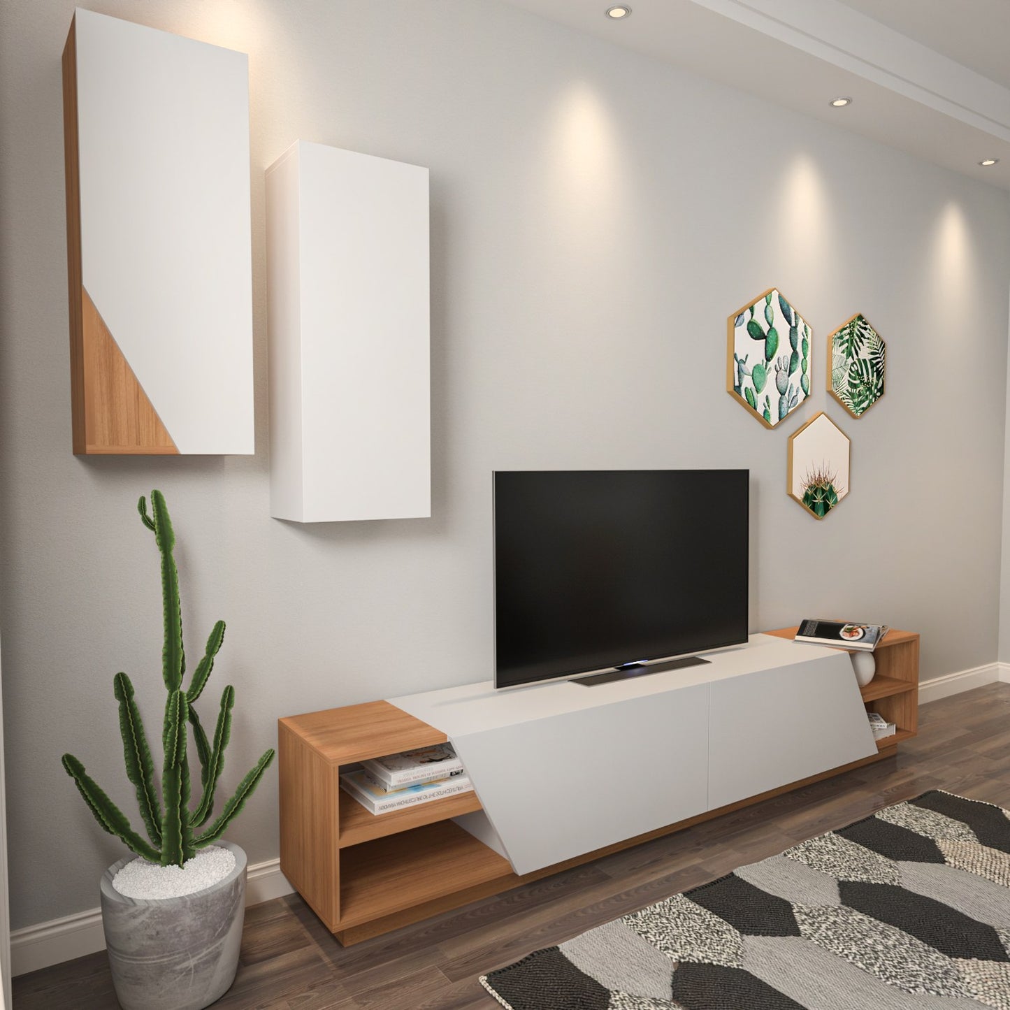 TV jedinica, Zebra - White, Teak