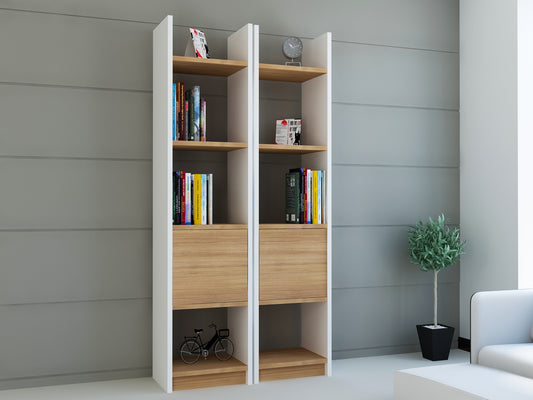 Polica za knjige, Esbi 102 - White, Teak