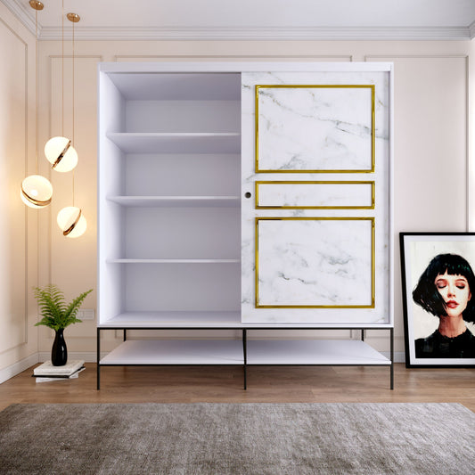 Garderoba, Martin Sürgülü 190 - White, Black, Gold