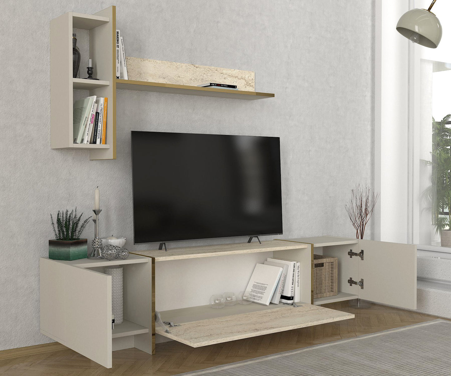 TV jedinica VEYRON, boja Travertine, boja sandstone
