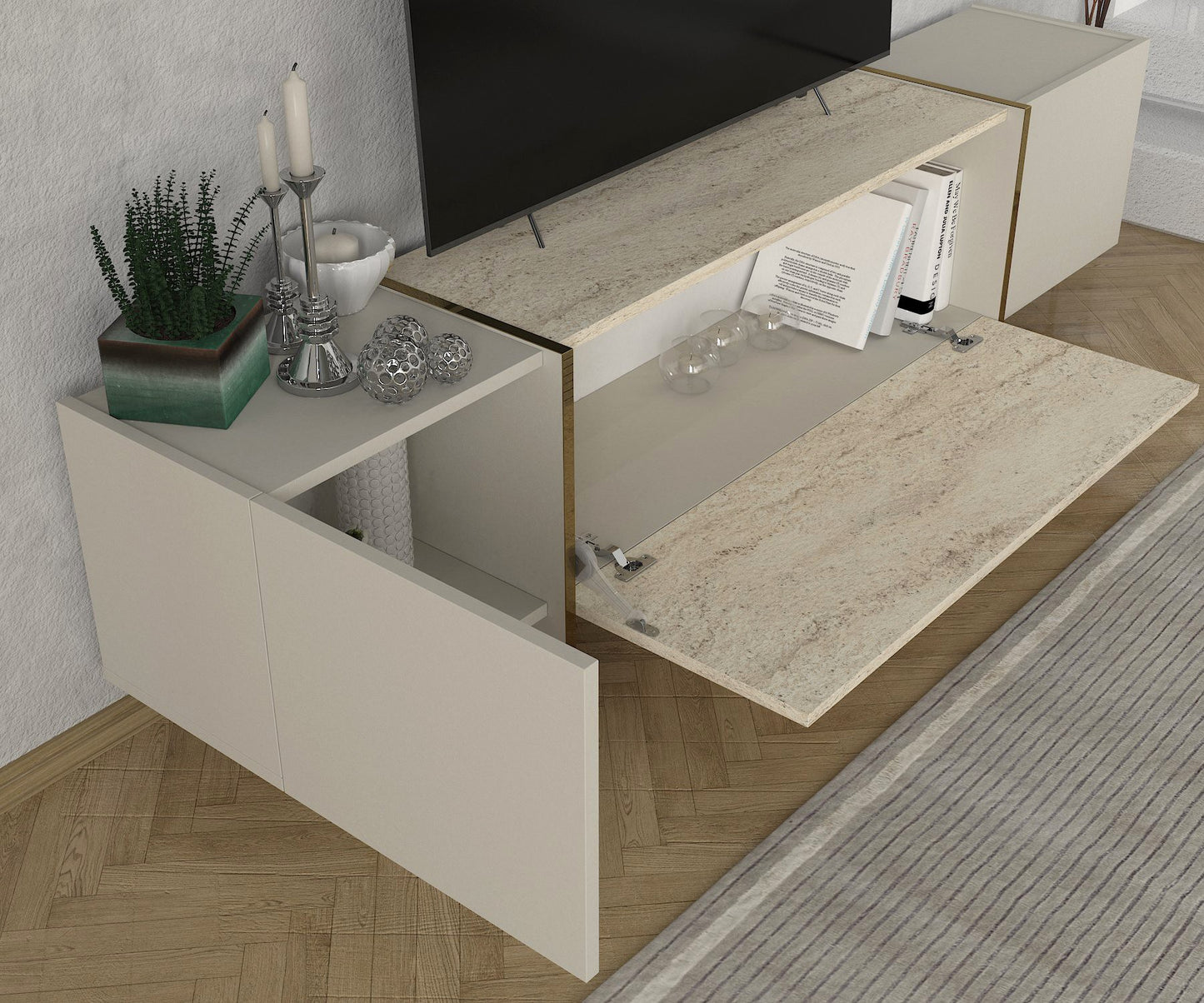 TV jedinica VEYRON, boja Travertine, boja sandstone