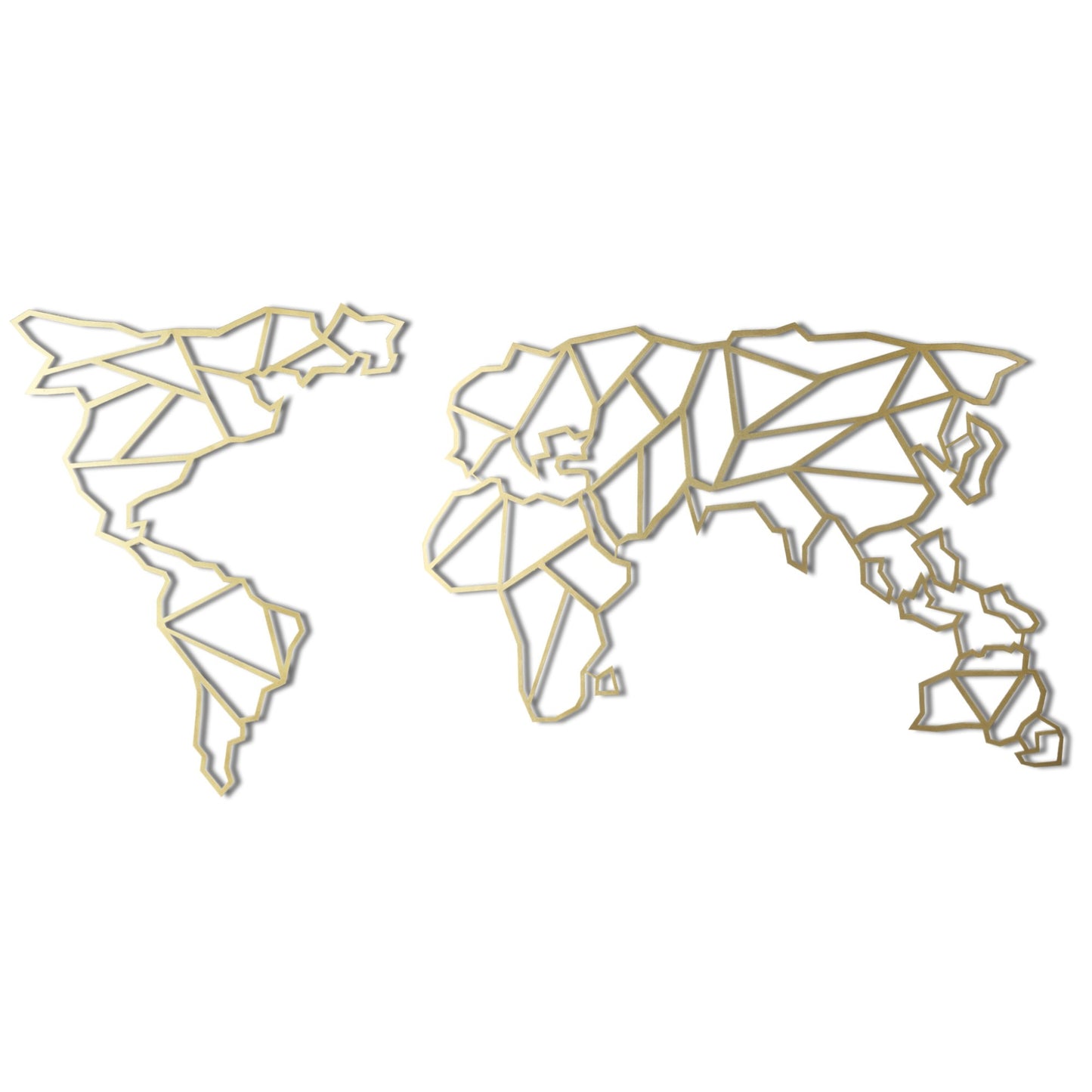Metalna zidna dekoracija, World Map - Gold