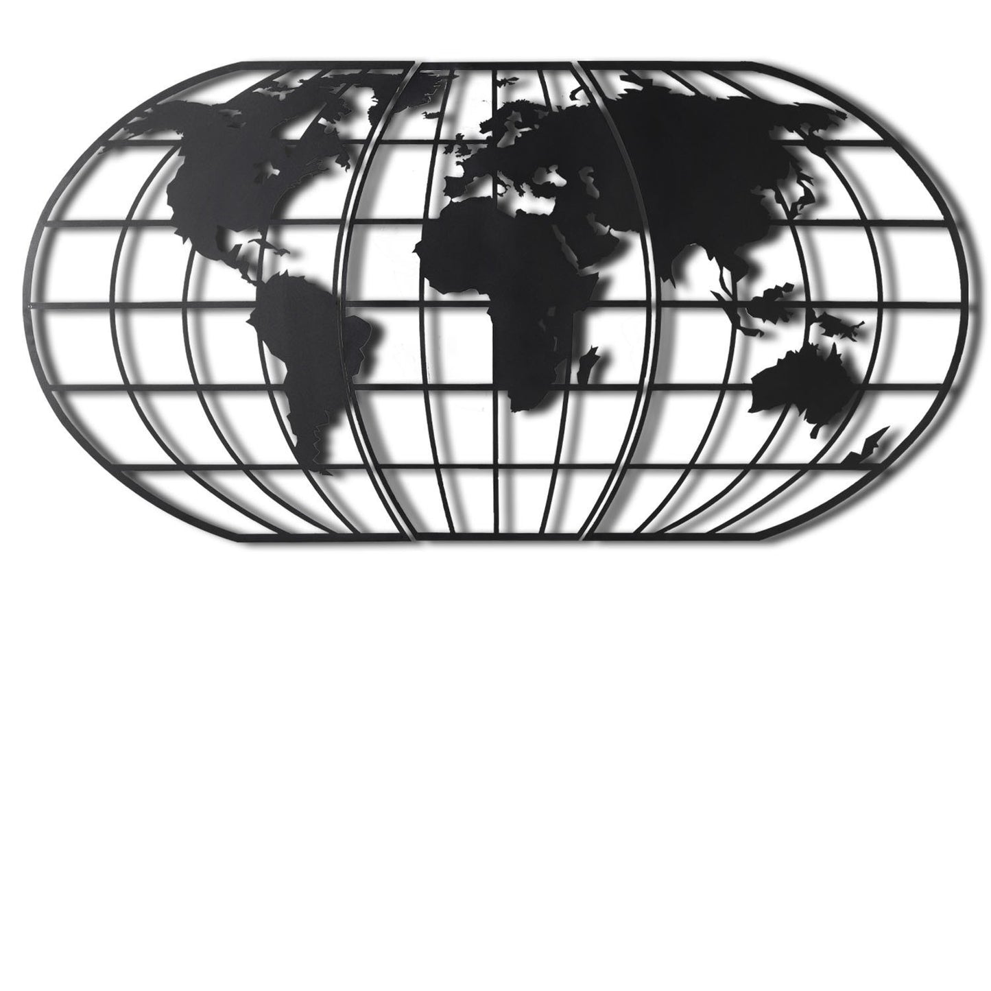 Metalna zidna dekoracija, World Map Globe - Black