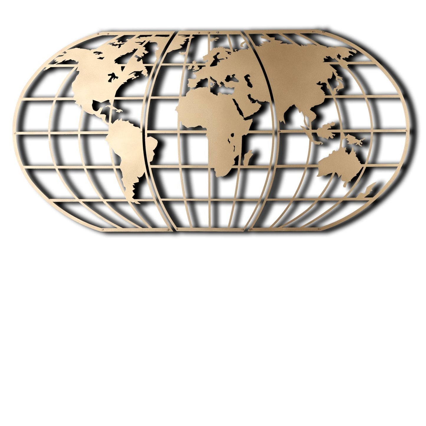 Metalna zidna dekoracija, World Map Globe Led - Gold