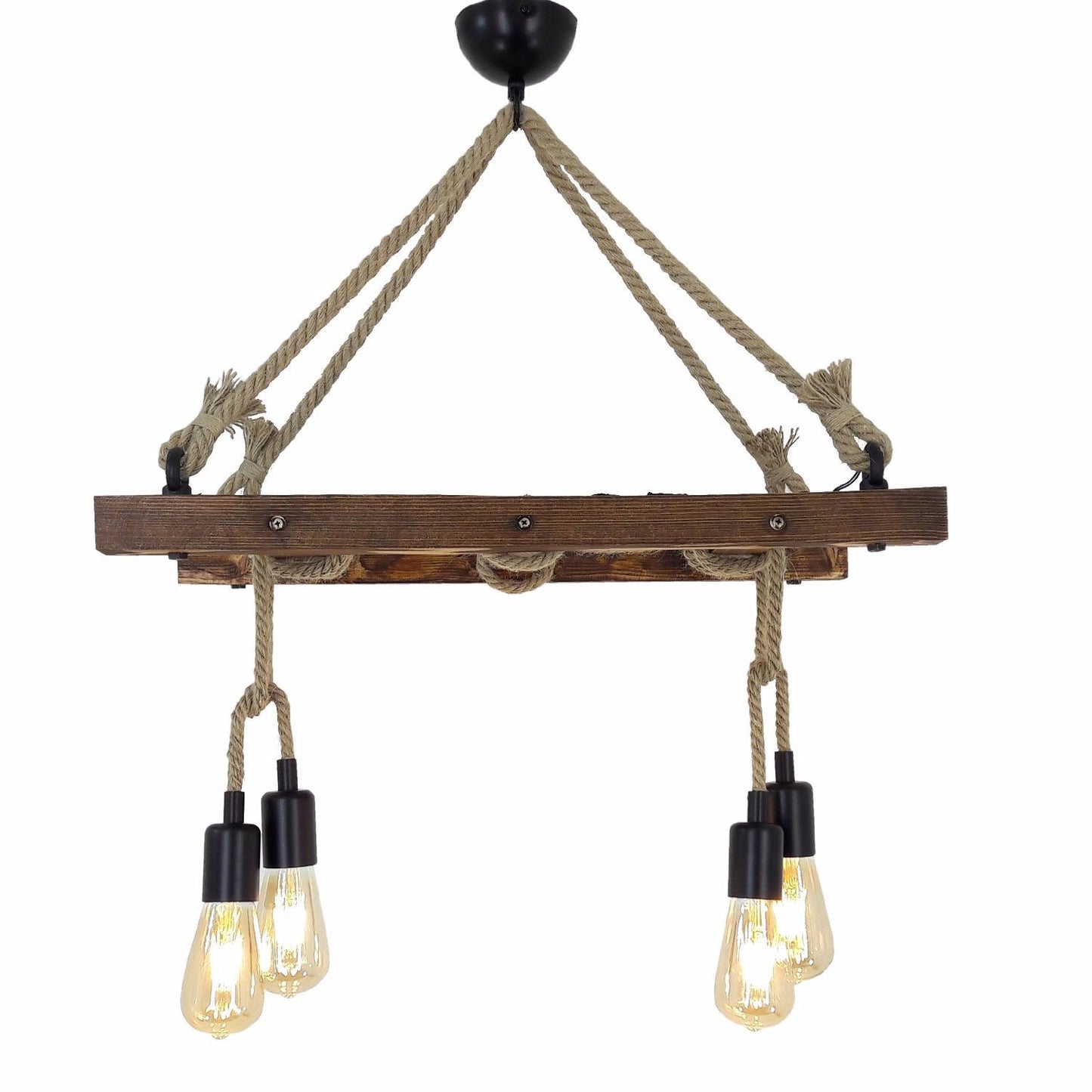 Vislica MERDIVEN, drvo, ručni rad, 80 x 34 x 60 cm, 4 X E27 40 W, Merdiven Halat 3