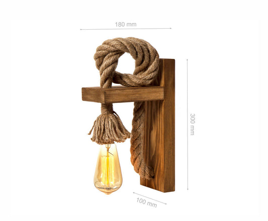 Zidna lampa SPOON, smeđe- zlatno, 100% drvo, ručni rad, 18 x 30 x 10 cm, E27 40 W, KN14