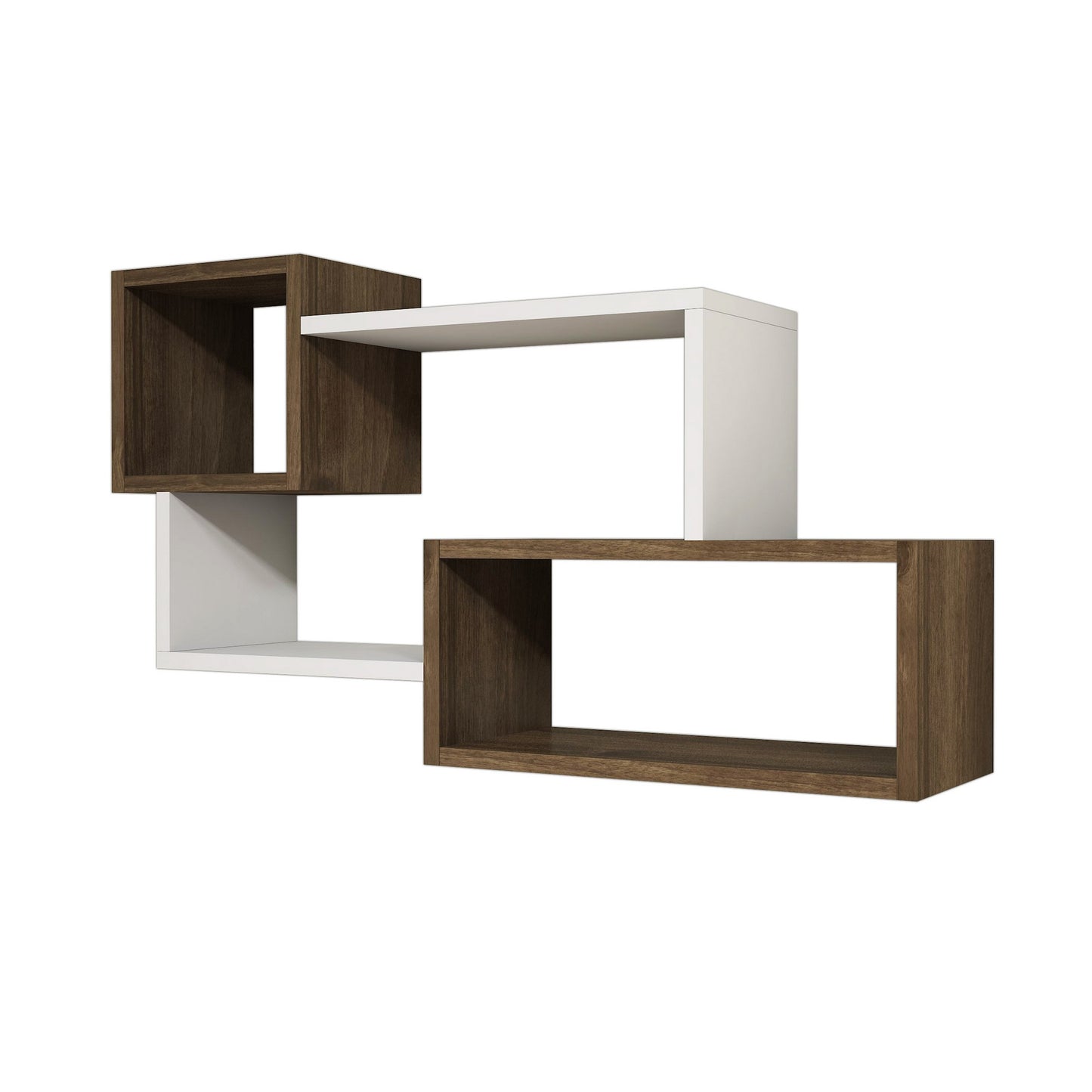 Zidna polica, Bijela boja Orah, Afro - White, Walnut