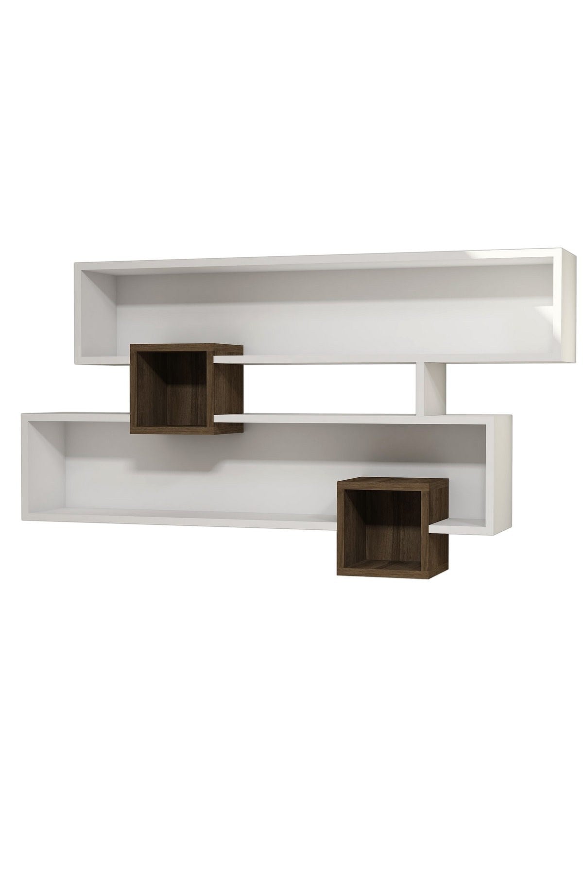 Polica zidna KAREN White, Karen - Walnut, White