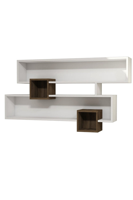 Polica zidna KAREN White, Karen - Walnut, White