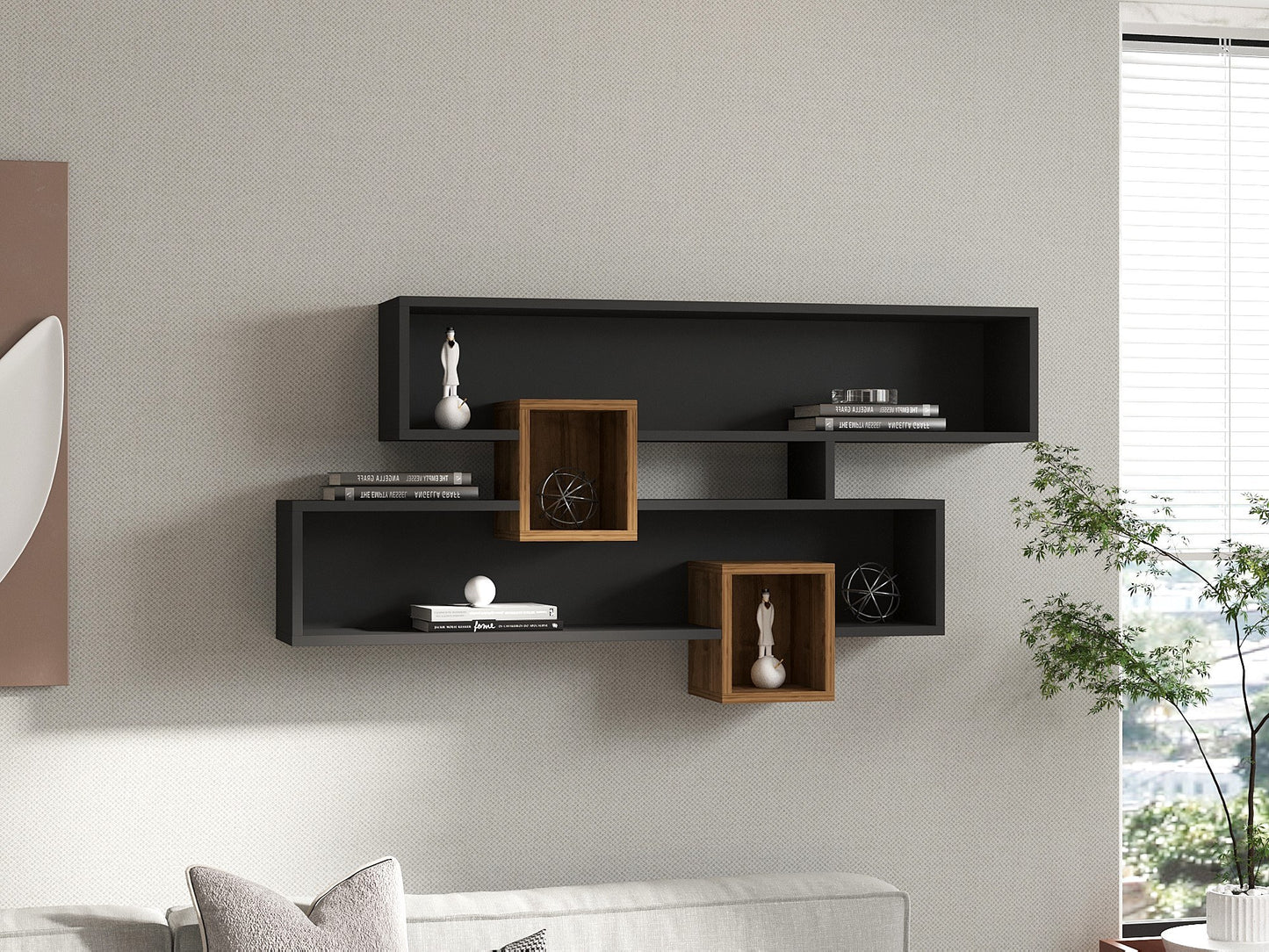 Polica zidna KAREN WALNUT, Karen - Walnut, Anhtacite