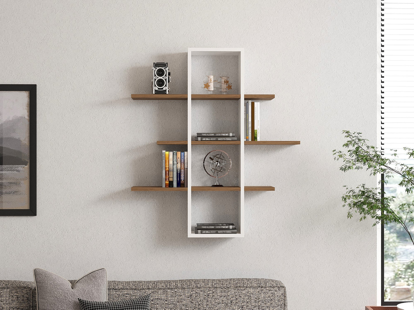 Zidna polica, Ardo - Walnut, White
