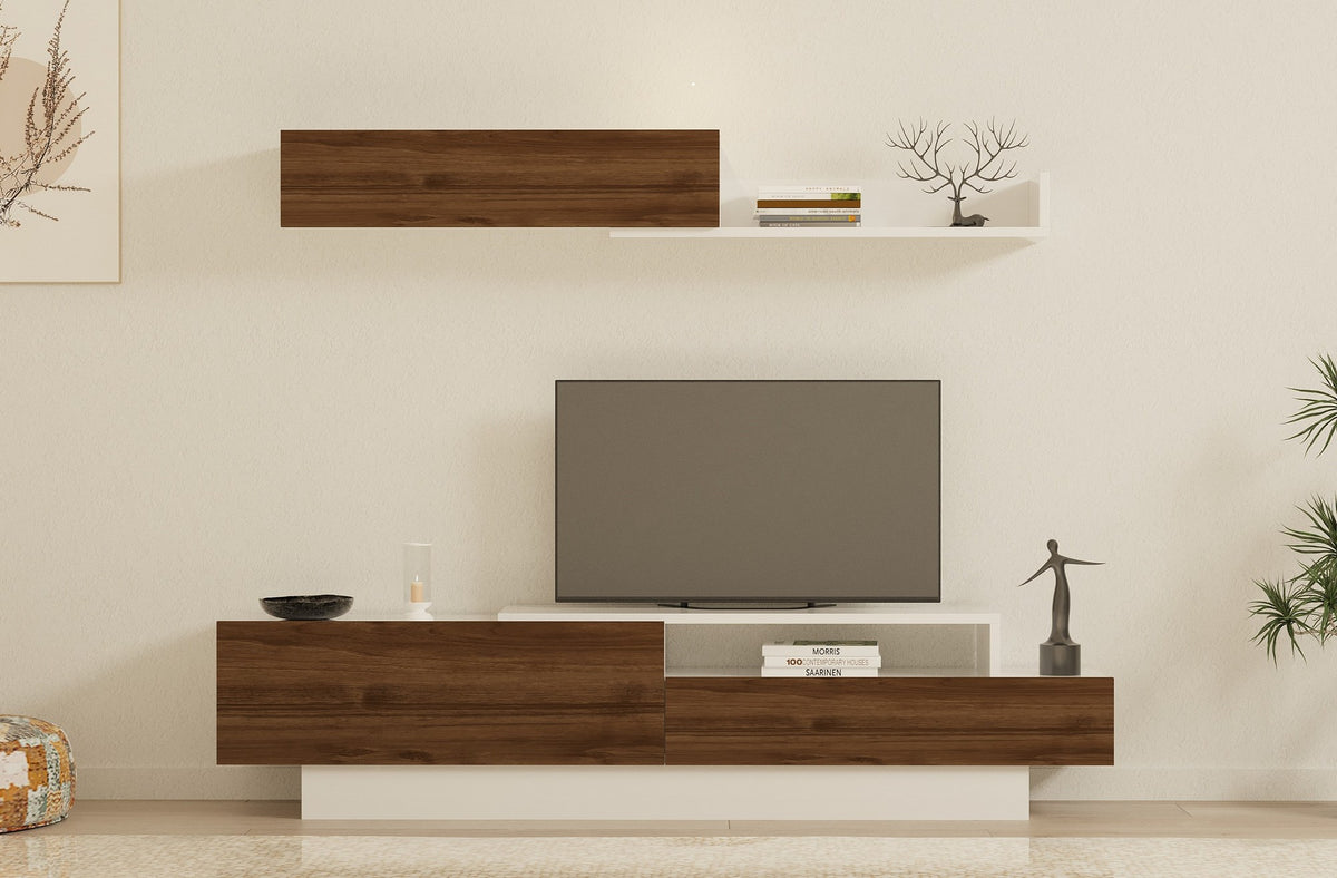 TV jedinica, Elda - White, Walnut