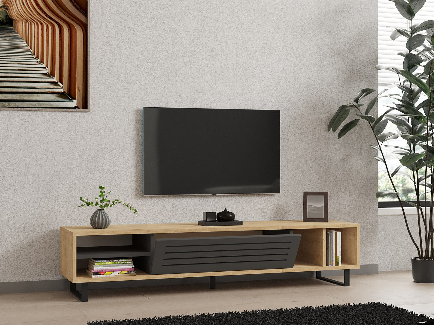 Polica za TV SAFIR, Safir - Sapphire, Anthracite