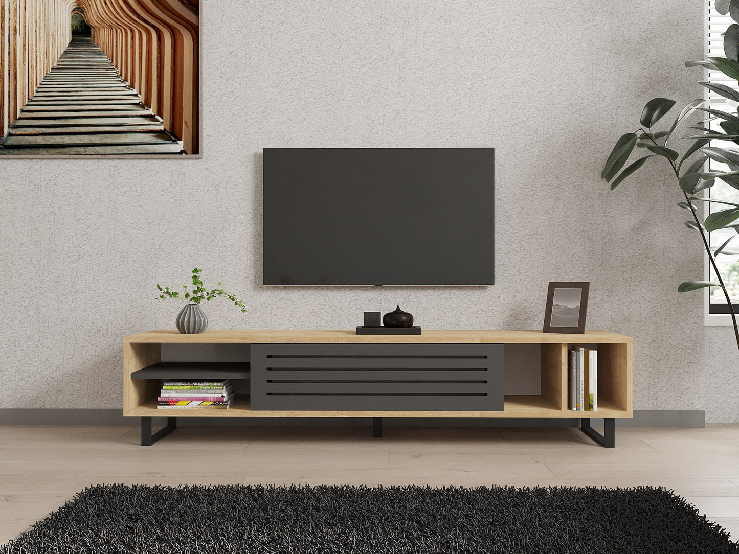 Polica za TV SAFIR, Safir - Sapphire, Anthracite
