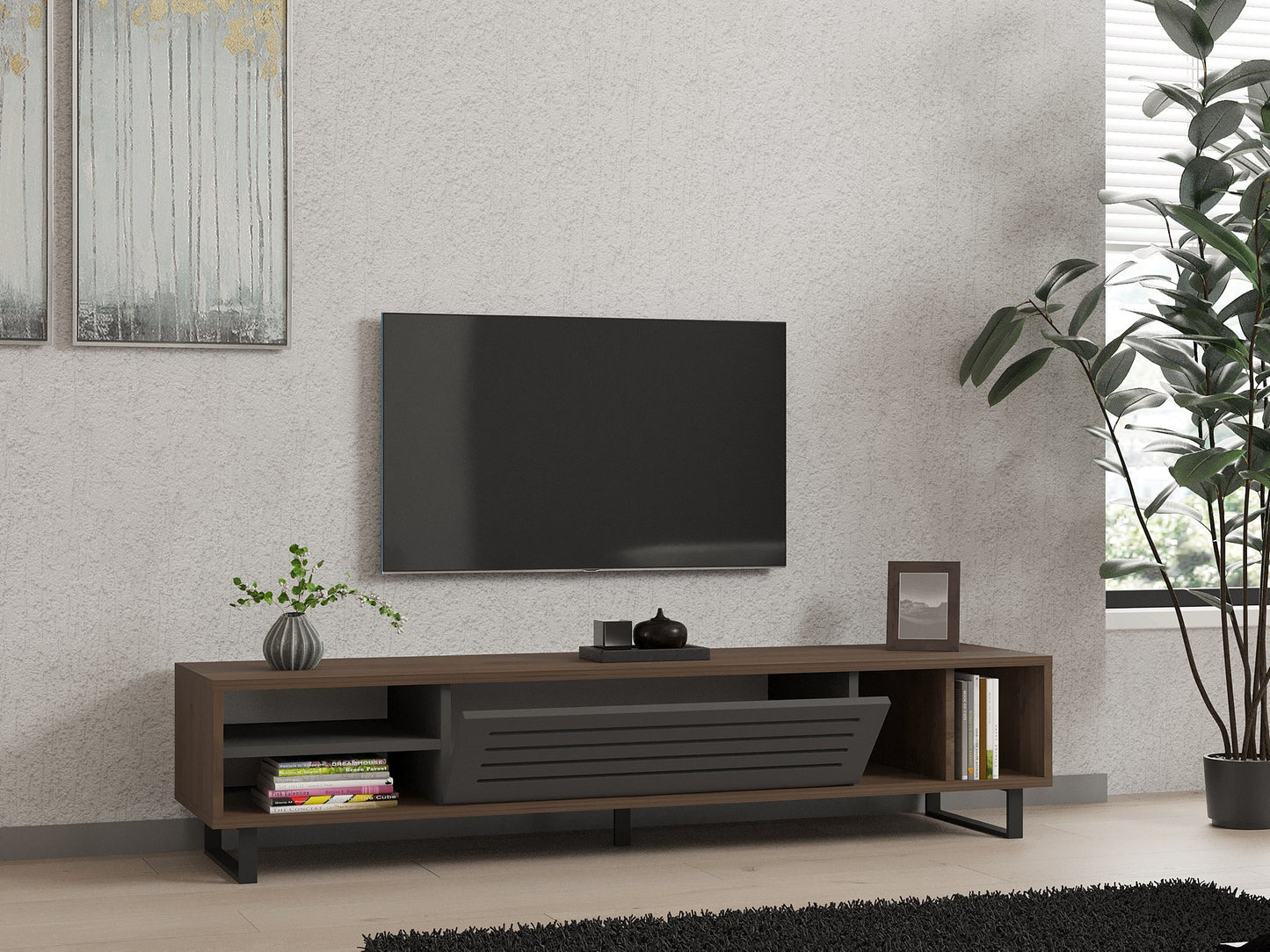 Stalak za televizor, Eray - Walnut, Anthracite