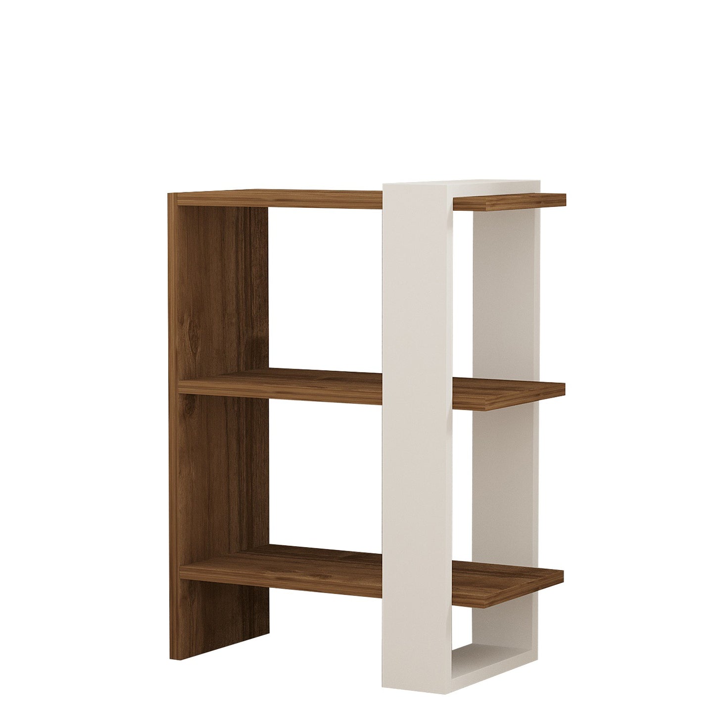 Polica za knjige, Gaye - Walnut, White
