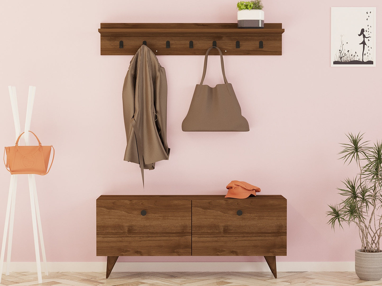 Stalak za hodnik, Rupa - Walnut