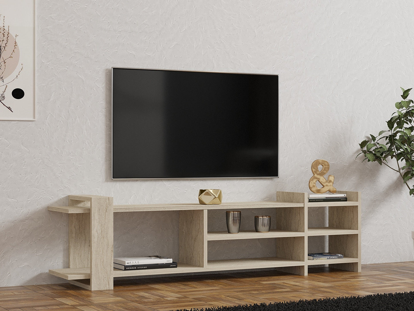 TV stalak ZEYNA, boja Travertine