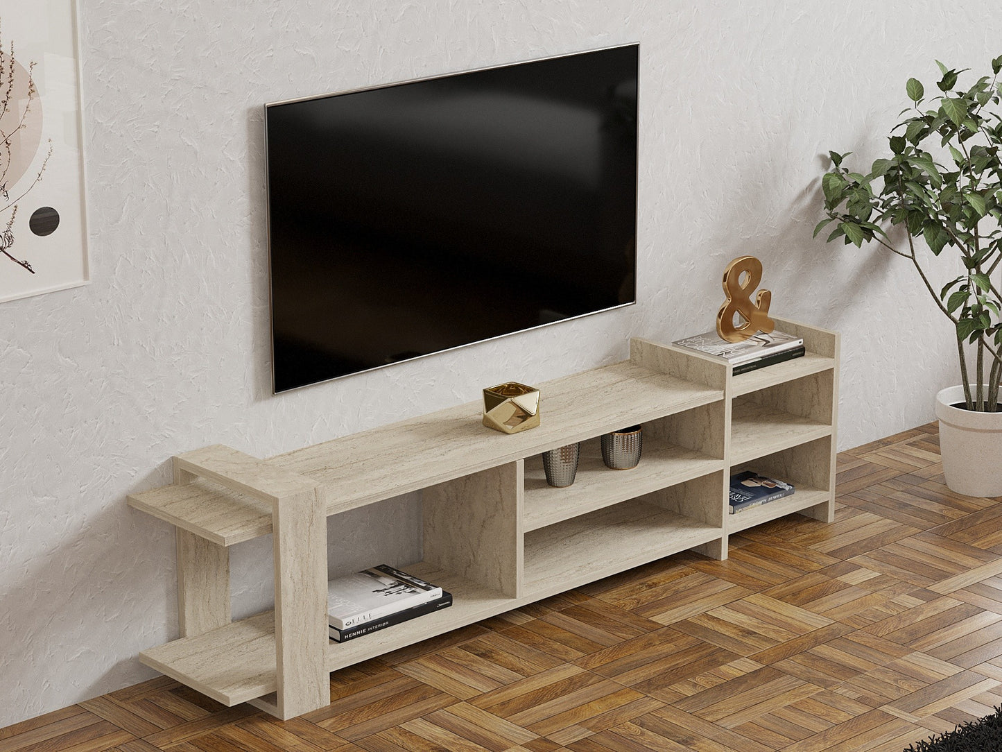 TV stalak ZEYNA, boja Travertine
