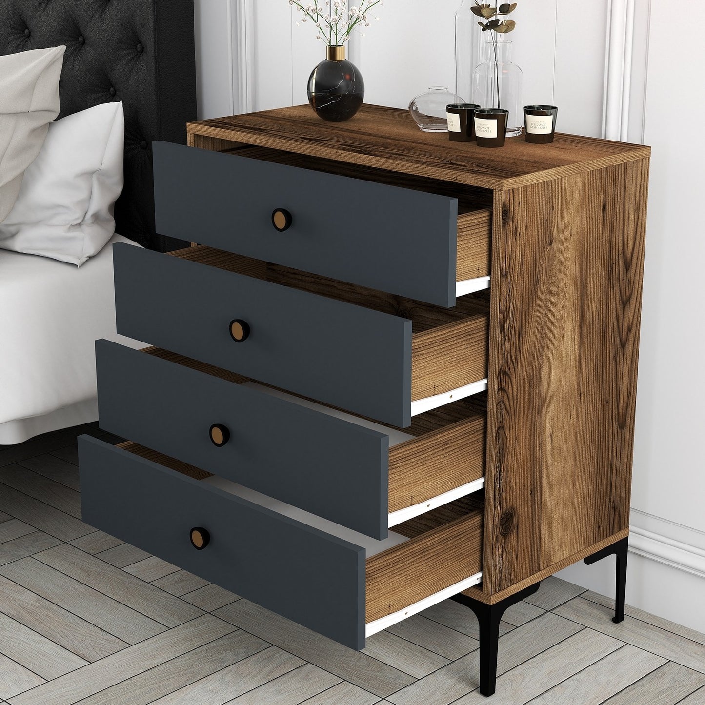 Ormar, Lizbon 536 - Walnut, Anthracite