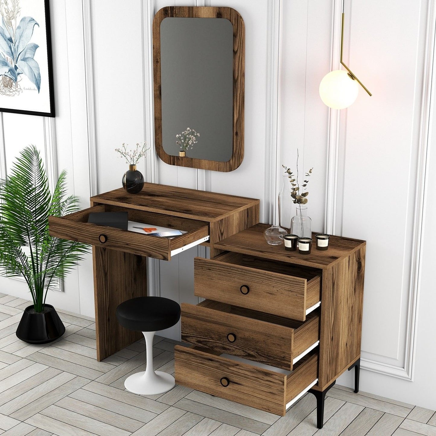 Stol za šminkanje, Lizbon 546 - Walnut