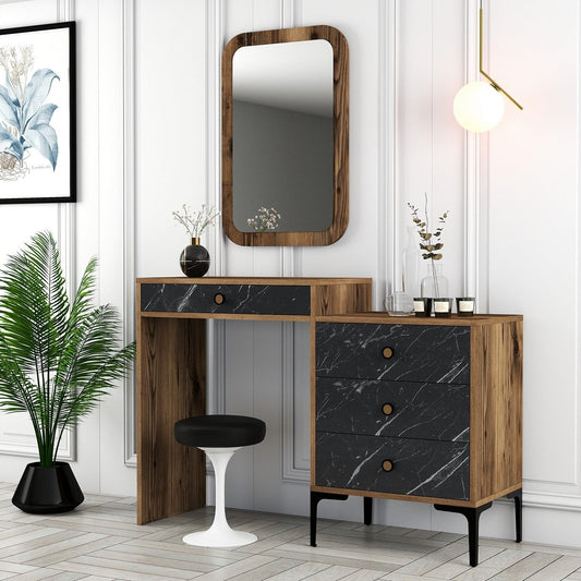 Stol za šminkanje, Lizbon 548 - Walnut, Black