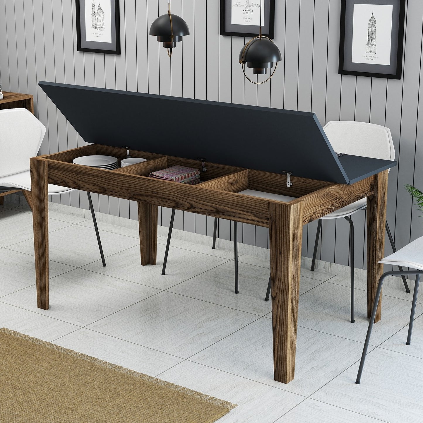 Blagovaonski stol, Milan 513 - Walnut, Anthracite