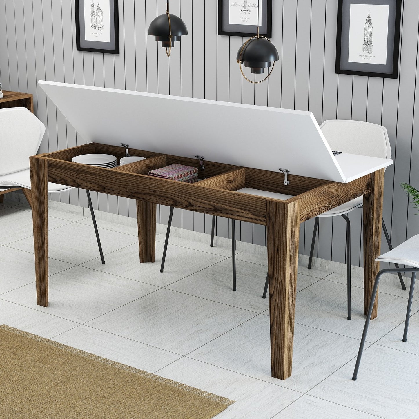 Blagovaonski stol, Milan 514 - Walnut, White