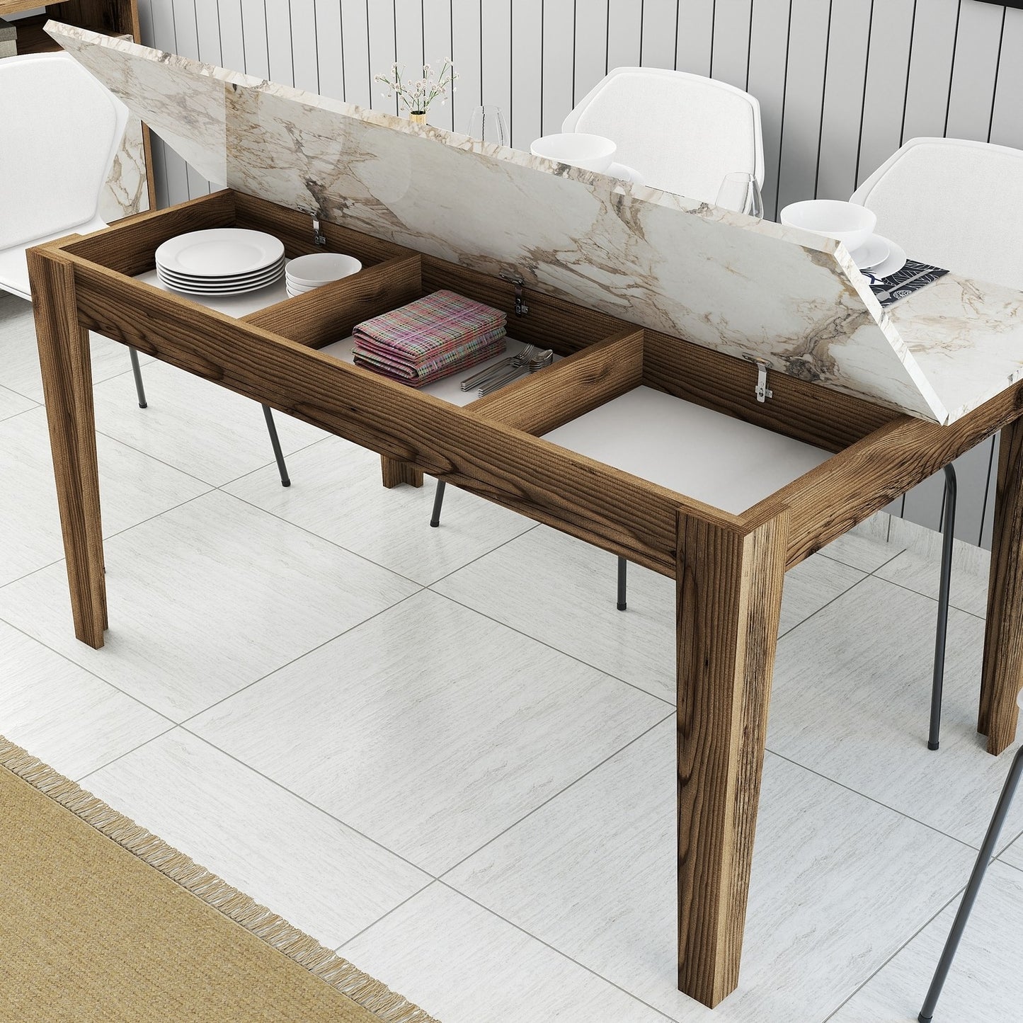 Blagovaonski stol, Milan 515 - Walnut, White