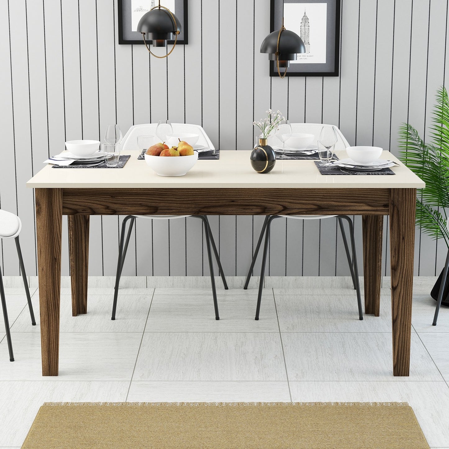 Blagovaonski stol, Milan 517 - Walnut, Cream