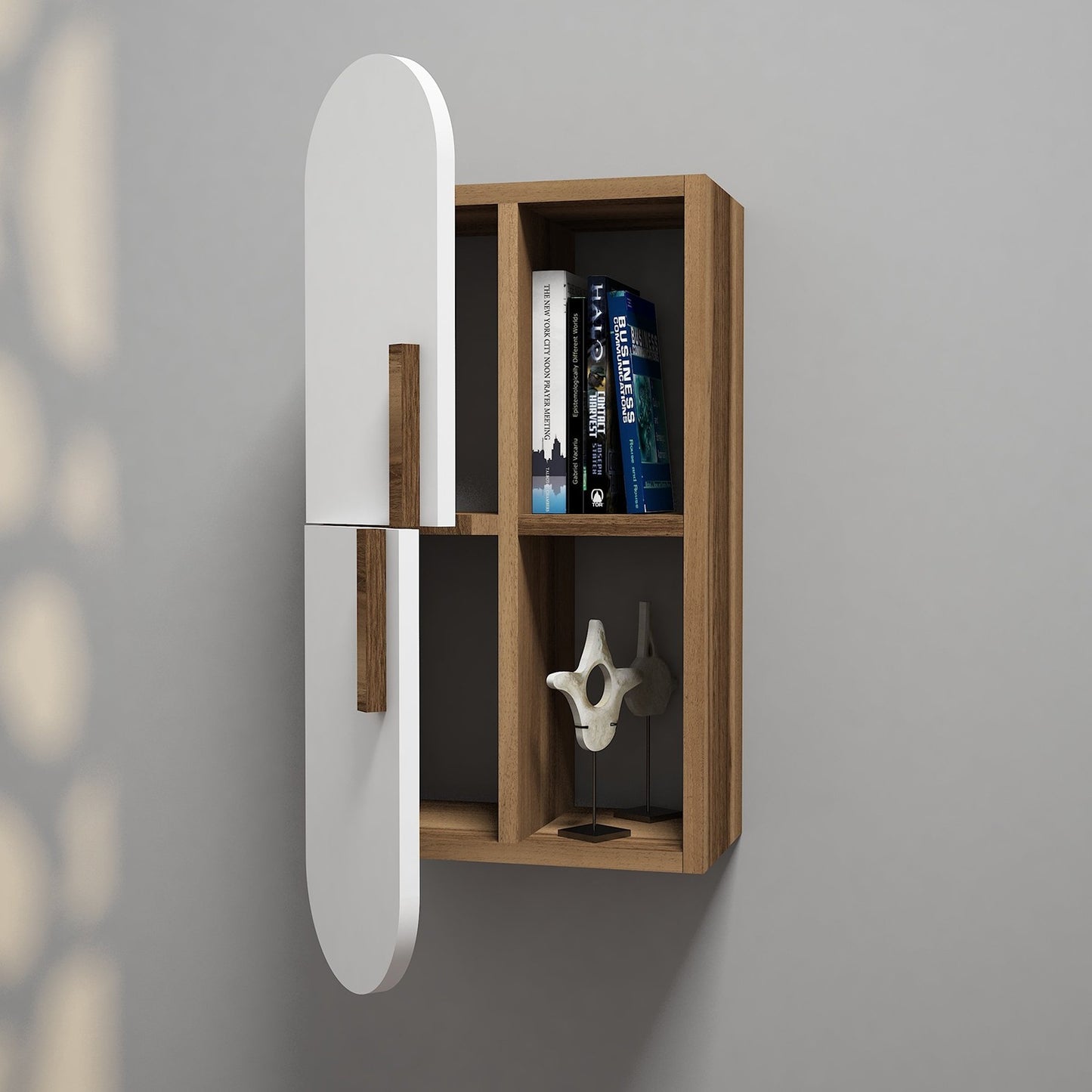 Zidna polica, Rose - Walnut, White