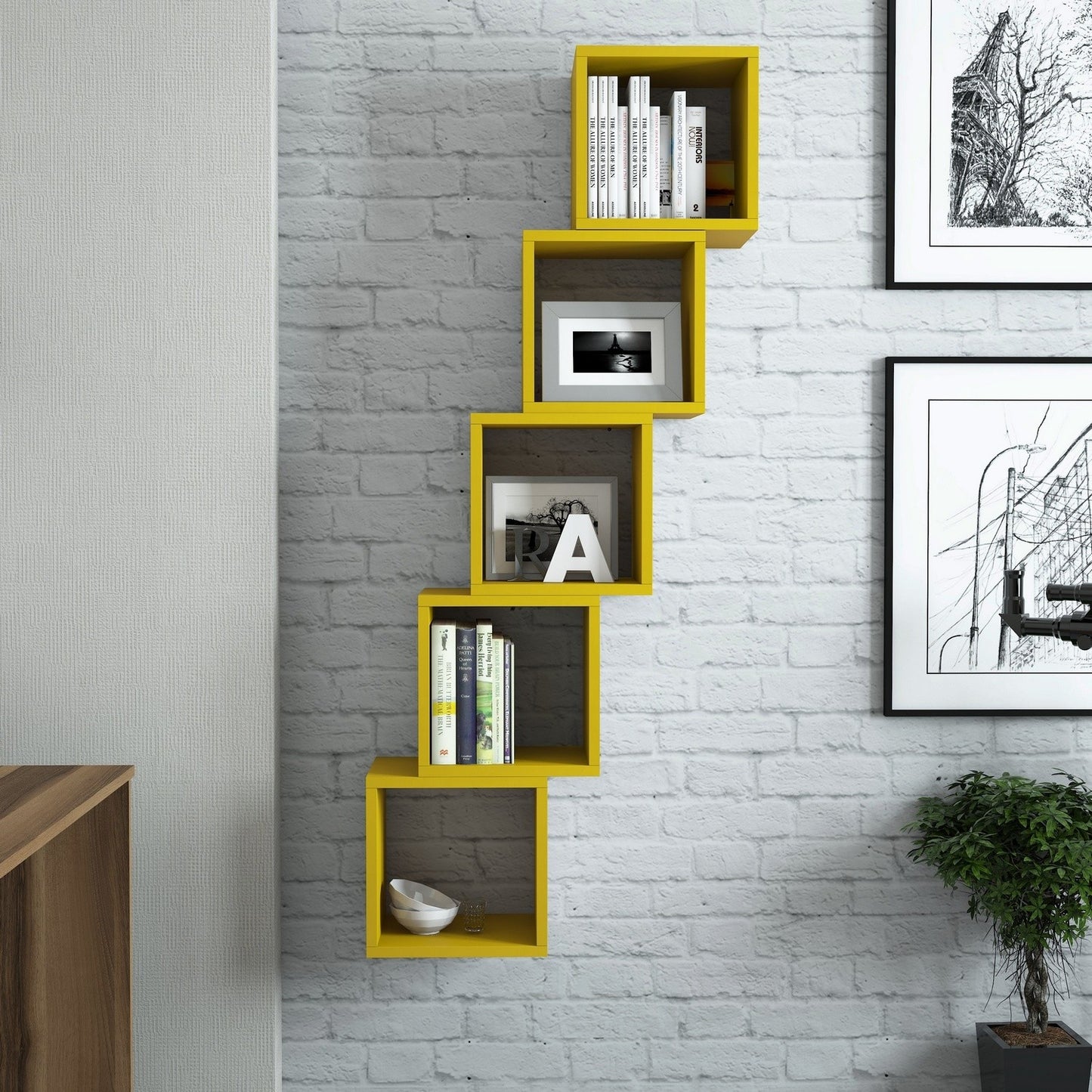 Zidna polica, Box - Yellow