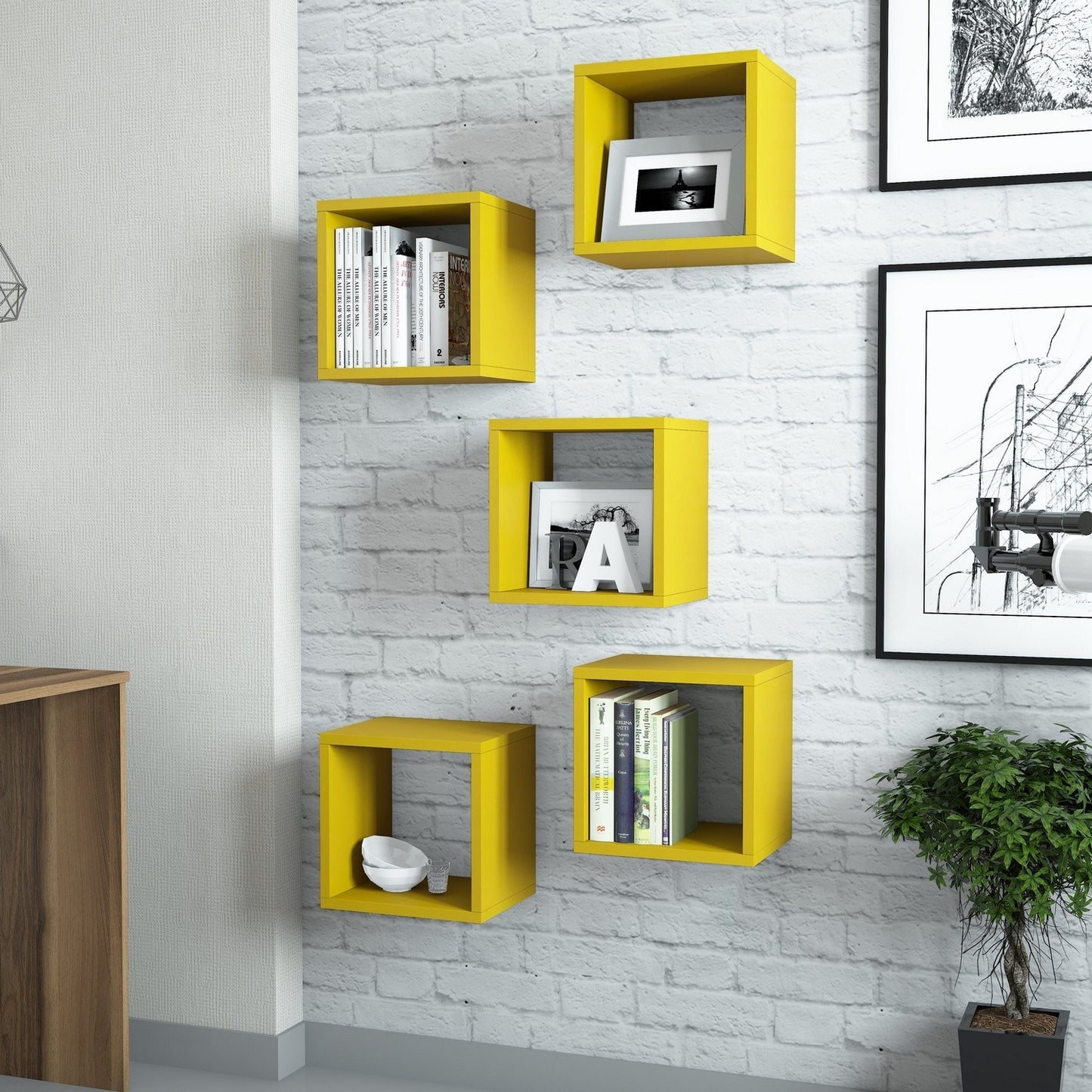 Zidna polica, Box - Yellow