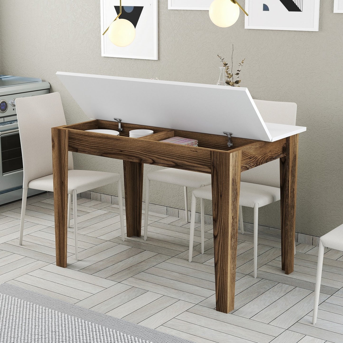 Kuhinjski stol, Kiev 505 - Walnut, White