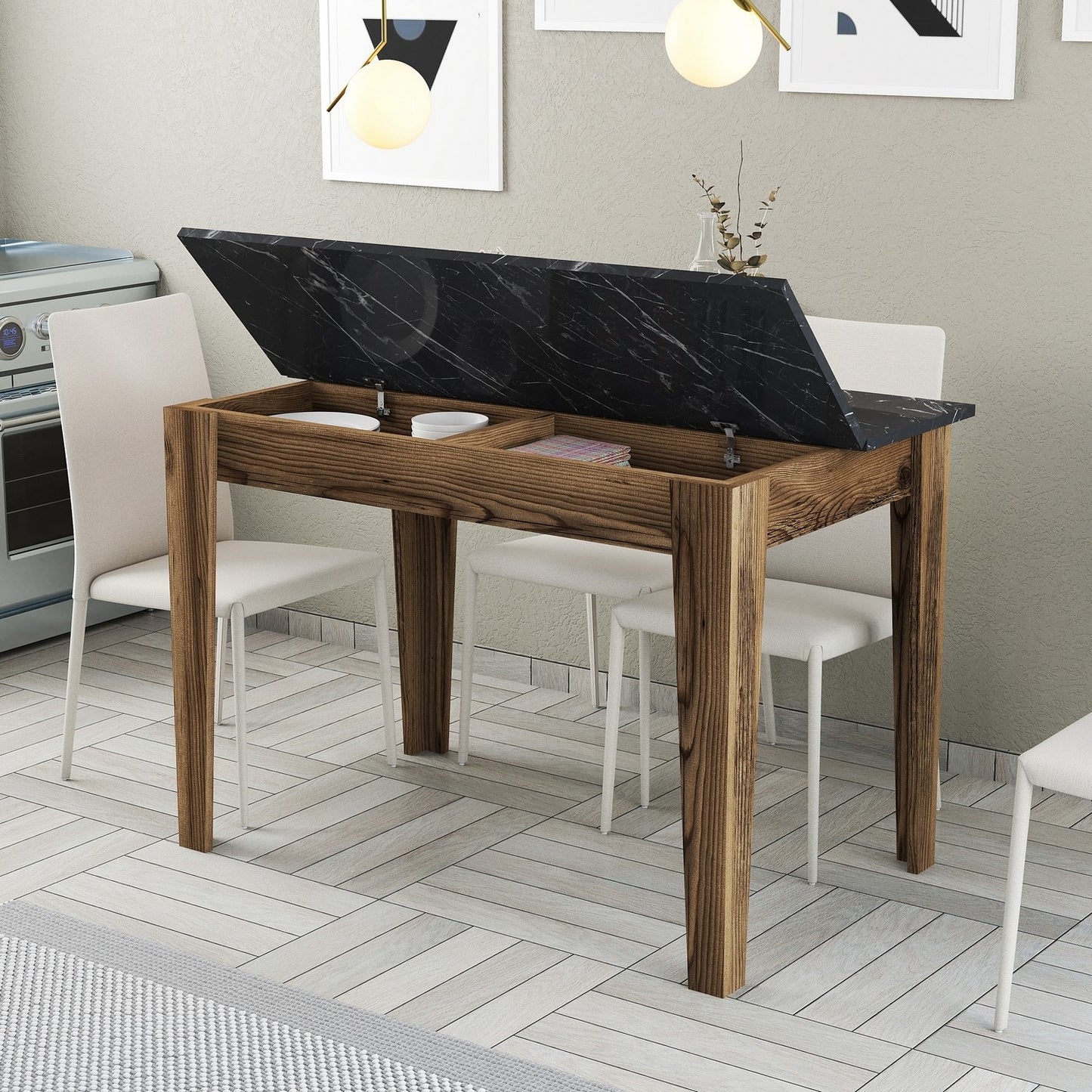 Kuhinjski stol, Kiev 509 - Walnut, Black